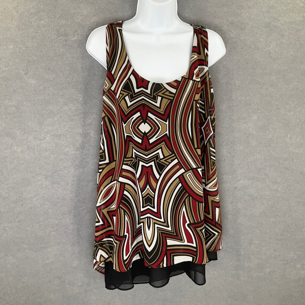 Vintage Y2K Bisou Bisou Tank Top XL Geometric‎ Sleeveless Layered Festival